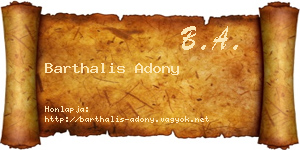 Barthalis Adony névjegykártya
